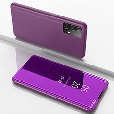 Coque Portefeuille Livre Cuir Miroir Housse Etui Clapet ZL1 pour Samsung Galaxy A52 5G Violet Clair