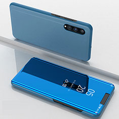 Coque Portefeuille Livre Cuir Miroir Housse Etui Clapet ZL1 pour Samsung Galaxy A70S Bleu