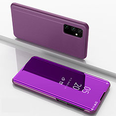 Coque Portefeuille Livre Cuir Miroir Housse Etui Clapet ZL1 pour Samsung Galaxy A82 5G Violet Clair