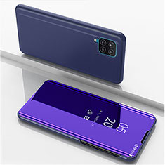 Coque Portefeuille Livre Cuir Miroir Housse Etui Clapet ZL1 pour Samsung Galaxy F12 Violet