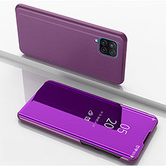 Coque Portefeuille Livre Cuir Miroir Housse Etui Clapet ZL1 pour Samsung Galaxy F12 Violet Clair