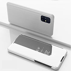 Coque Portefeuille Livre Cuir Miroir Housse Etui Clapet ZL1 pour Samsung Galaxy M31s Argent