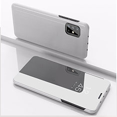 Coque Portefeuille Livre Cuir Miroir Housse Etui Clapet ZL1 pour Samsung Galaxy M40S Argent