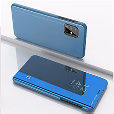 Coque Portefeuille Livre Cuir Miroir Housse Etui Clapet ZL1 pour Samsung Galaxy M40S Bleu