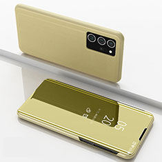 Coque Portefeuille Livre Cuir Miroir Housse Etui Clapet ZL1 pour Samsung Galaxy Note 20 Ultra 5G Or