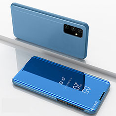 Coque Portefeuille Livre Cuir Miroir Housse Etui Clapet ZL1 pour Samsung Galaxy Quantum2 5G Bleu