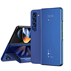 Coque Portefeuille Livre Cuir Miroir Housse Etui Clapet ZL1 pour Samsung Galaxy Z Fold5 5G Bleu