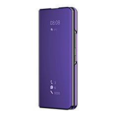 Coque Portefeuille Livre Cuir Miroir Housse Etui Clapet ZL2 pour Samsung Galaxy Z Fold4 5G Violet