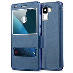 Coque Portefeuille Livre Cuir pour Huawei Honor 7 Dual SIM Bleu