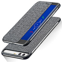 Coque Portefeuille Livre Cuir pour Huawei P10 Gris