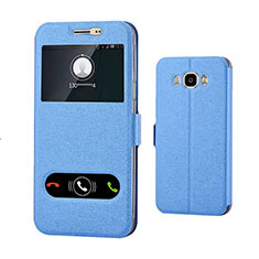 Coque Portefeuille Livre Cuir pour Samsung Galaxy J7 (2016) J710F J710FN Bleu