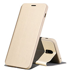 Coque Portefeuille Livre Cuir pour Samsung Galaxy J7 Plus Or