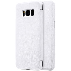 Coque Portefeuille Livre Cuir S01 pour Samsung Galaxy S8 Blanc