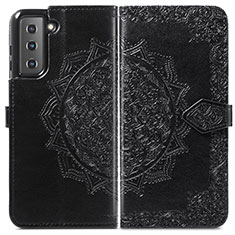 Coque Portefeuille Motif Fantaisie Livre Cuir Etui Clapet A01D pour Samsung Galaxy S21 Plus 5G Noir