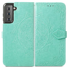 Coque Portefeuille Motif Fantaisie Livre Cuir Etui Clapet A01D pour Samsung Galaxy S21 Plus 5G Vert