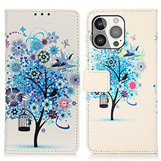 Coque Portefeuille Motif Fantaisie Livre Cuir Etui Clapet A07 pour Apple iPhone 13 Pro Bleu