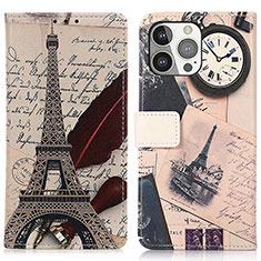 Coque Portefeuille Motif Fantaisie Livre Cuir Etui Clapet A07 pour Apple iPhone 13 Pro Max Gris