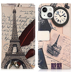 Coque Portefeuille Motif Fantaisie Livre Cuir Etui Clapet A07 pour Apple iPhone 14 Gris