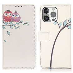 Coque Portefeuille Motif Fantaisie Livre Cuir Etui Clapet A07 pour Apple iPhone 14 Pro Max Rose