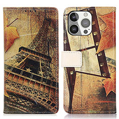 Coque Portefeuille Motif Fantaisie Livre Cuir Etui Clapet A07 pour Apple iPhone 15 Pro Marron