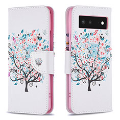 Coque Portefeuille Motif Fantaisie Livre Cuir Etui Clapet B01F pour Google Pixel 6 5G Blanc