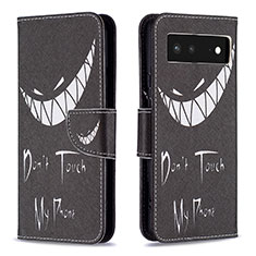 Coque Portefeuille Motif Fantaisie Livre Cuir Etui Clapet B01F pour Google Pixel 6 5G Noir