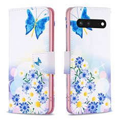 Coque Portefeuille Motif Fantaisie Livre Cuir Etui Clapet B01F pour Google Pixel 7 5G Bleu