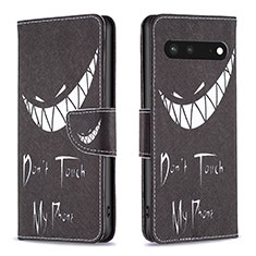 Coque Portefeuille Motif Fantaisie Livre Cuir Etui Clapet B01F pour Google Pixel 7 5G Noir