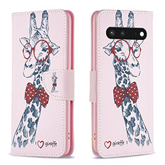 Coque Portefeuille Motif Fantaisie Livre Cuir Etui Clapet B01F pour Google Pixel 7 5G Rose