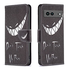 Coque Portefeuille Motif Fantaisie Livre Cuir Etui Clapet B01F pour Google Pixel 7a 5G Noir