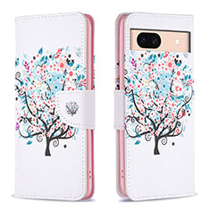 Coque Portefeuille Motif Fantaisie Livre Cuir Etui Clapet B01F pour Google Pixel 8a 5G Blanc