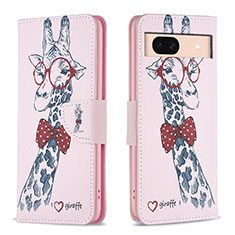 Coque Portefeuille Motif Fantaisie Livre Cuir Etui Clapet B01F pour Google Pixel 8a 5G Rose