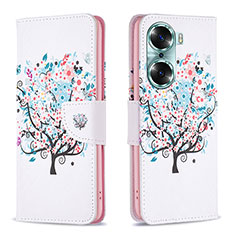 Coque Portefeuille Motif Fantaisie Livre Cuir Etui Clapet B01F pour Huawei Honor 60 5G Blanc