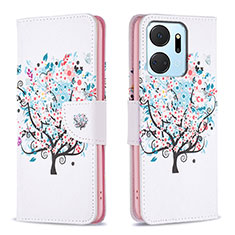 Coque Portefeuille Motif Fantaisie Livre Cuir Etui Clapet B01F pour Huawei Honor X7a Blanc