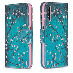 Coque Portefeuille Motif Fantaisie Livre Cuir Etui Clapet B01F pour Huawei P Smart Z (2019) Cyan