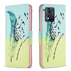 Coque Portefeuille Motif Fantaisie Livre Cuir Etui Clapet B01F pour Motorola Moto E13 Pastel Vert