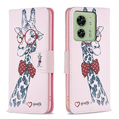 Coque Portefeuille Motif Fantaisie Livre Cuir Etui Clapet B01F pour Motorola Moto Edge (2023) 5G Rose