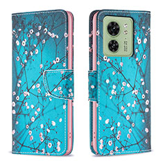 Coque Portefeuille Motif Fantaisie Livre Cuir Etui Clapet B01F pour Motorola Moto Edge 40 5G Cyan