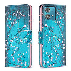 Coque Portefeuille Motif Fantaisie Livre Cuir Etui Clapet B01F pour Motorola Moto Edge 40 Neo 5G Cyan