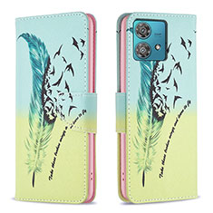 Coque Portefeuille Motif Fantaisie Livre Cuir Etui Clapet B01F pour Motorola Moto Edge 40 Neo 5G Pastel Vert