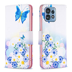 Coque Portefeuille Motif Fantaisie Livre Cuir Etui Clapet B01F pour Motorola Moto Edge 40 Pro 5G Bleu