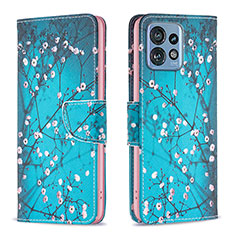 Coque Portefeuille Motif Fantaisie Livre Cuir Etui Clapet B01F pour Motorola Moto Edge 40 Pro 5G Cyan