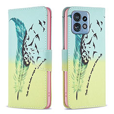 Coque Portefeuille Motif Fantaisie Livre Cuir Etui Clapet B01F pour Motorola Moto Edge Plus (2023) 5G Pastel Vert