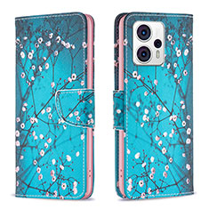 Coque Portefeuille Motif Fantaisie Livre Cuir Etui Clapet B01F pour Motorola Moto G13 Cyan