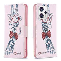 Coque Portefeuille Motif Fantaisie Livre Cuir Etui Clapet B01F pour Motorola Moto G13 Rose