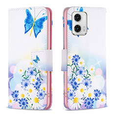 Coque Portefeuille Motif Fantaisie Livre Cuir Etui Clapet B01F pour Motorola Moto G73 5G Bleu