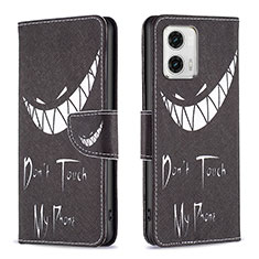 Coque Portefeuille Motif Fantaisie Livre Cuir Etui Clapet B01F pour Motorola Moto G73 5G Noir