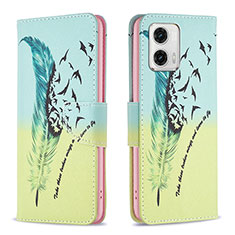 Coque Portefeuille Motif Fantaisie Livre Cuir Etui Clapet B01F pour Motorola Moto G73 5G Pastel Vert