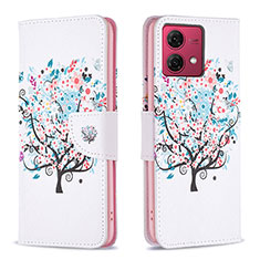 Coque Portefeuille Motif Fantaisie Livre Cuir Etui Clapet B01F pour Motorola Moto G84 5G Blanc