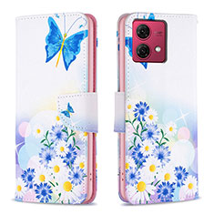 Coque Portefeuille Motif Fantaisie Livre Cuir Etui Clapet B01F pour Motorola Moto G84 5G Bleu